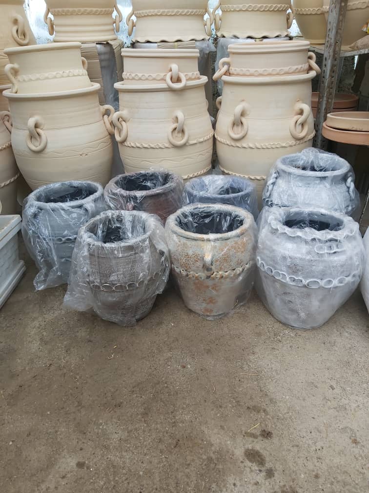 گلدان سفالی پتینه ای 40 سانتی(رنگی)