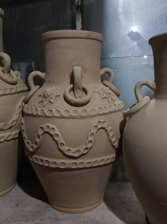 کوزه سفالی طرح دار 50 سانتی (خام)