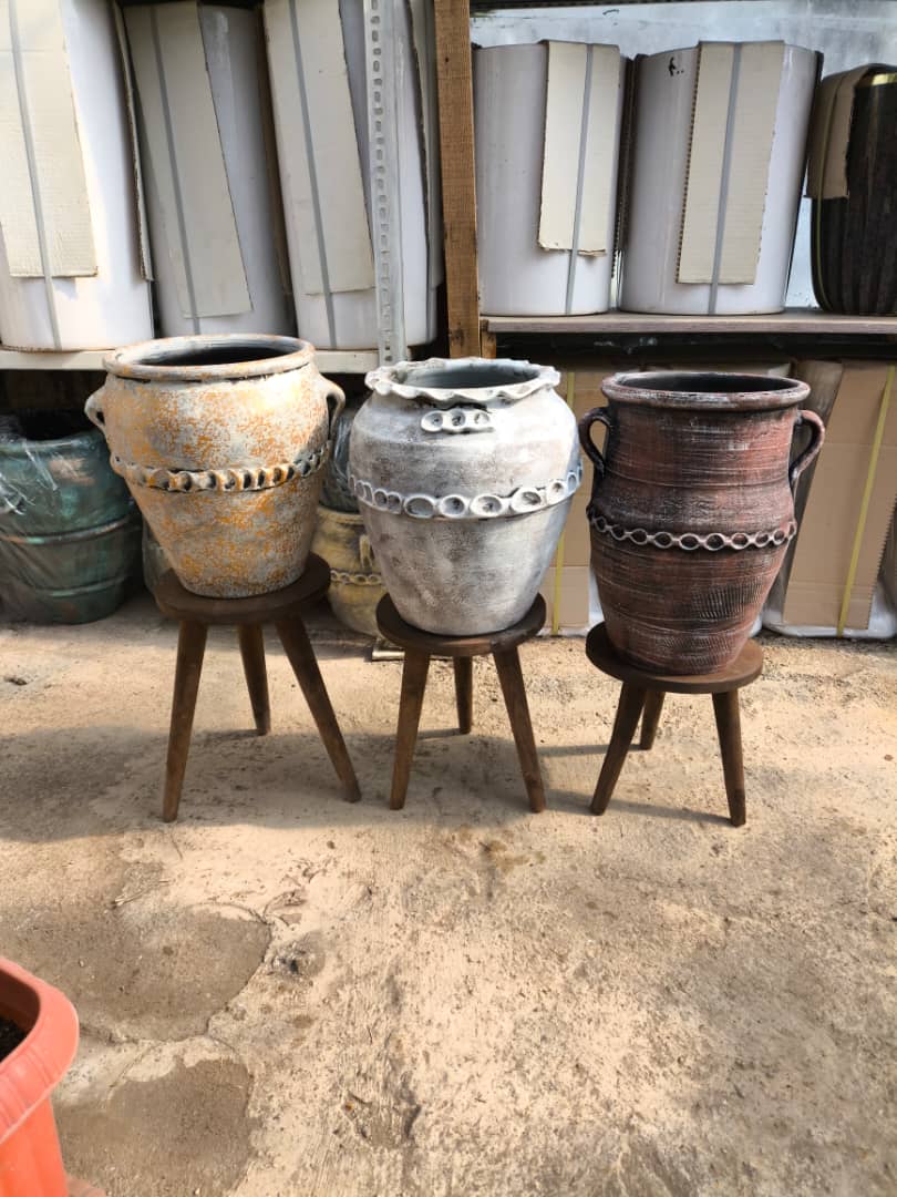 گلدان سفالی پتینه ای 30 سانتی(رنگی)